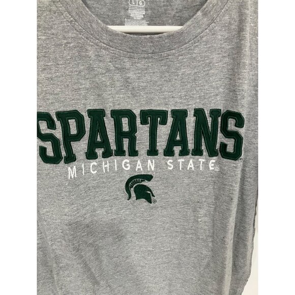 ProEdge Men's Michigan State Spartans All Embroidered T-Shirt, Gray, Large - Picture 3 of 4